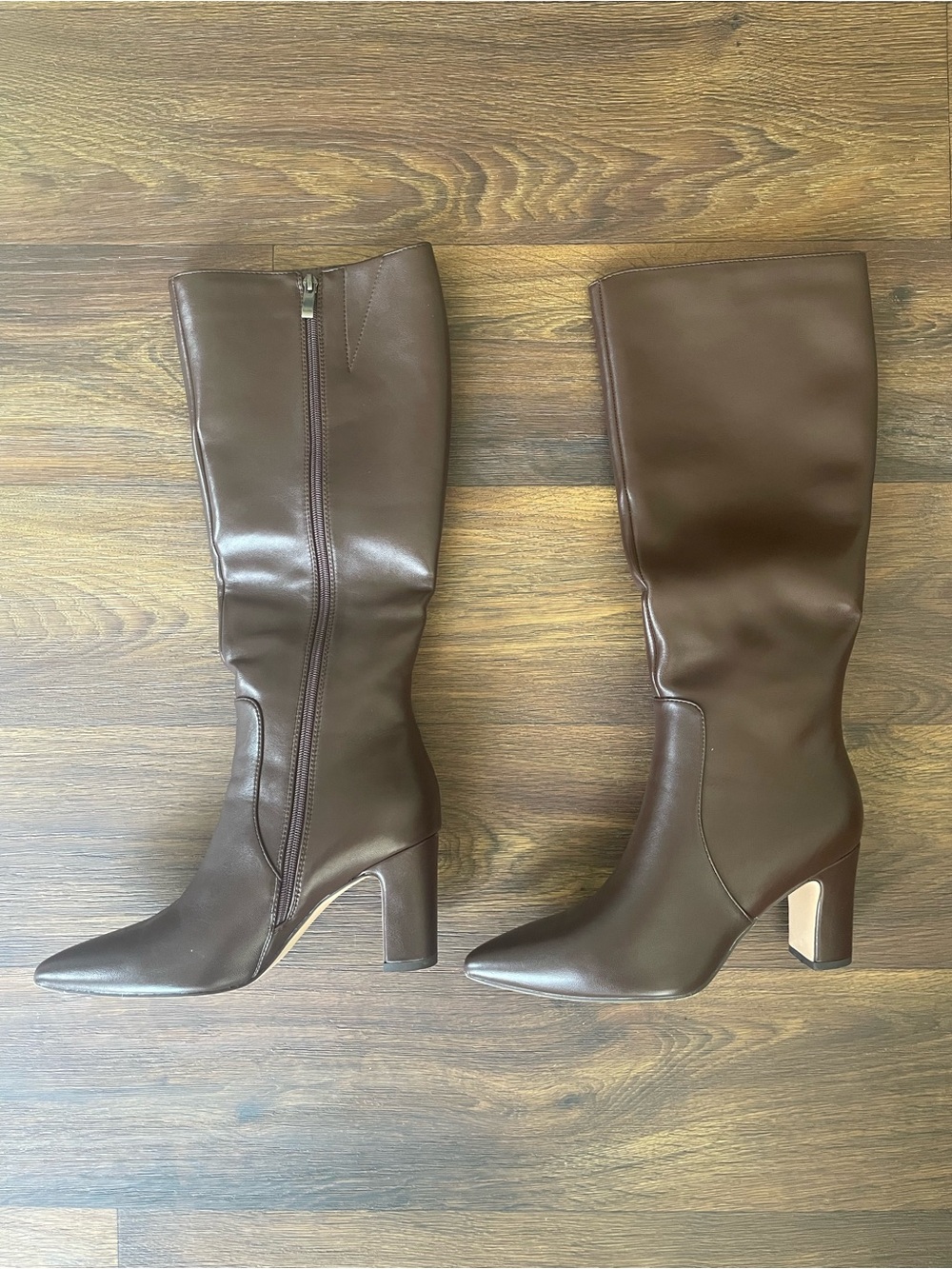 Women's Brown Knee-High Block Heel Boots